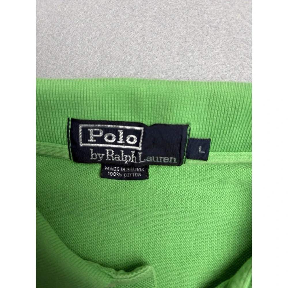 Ralph Lauren Polo Shirt Mens Large Green Small Pony Blue Cotton Preppy Casual